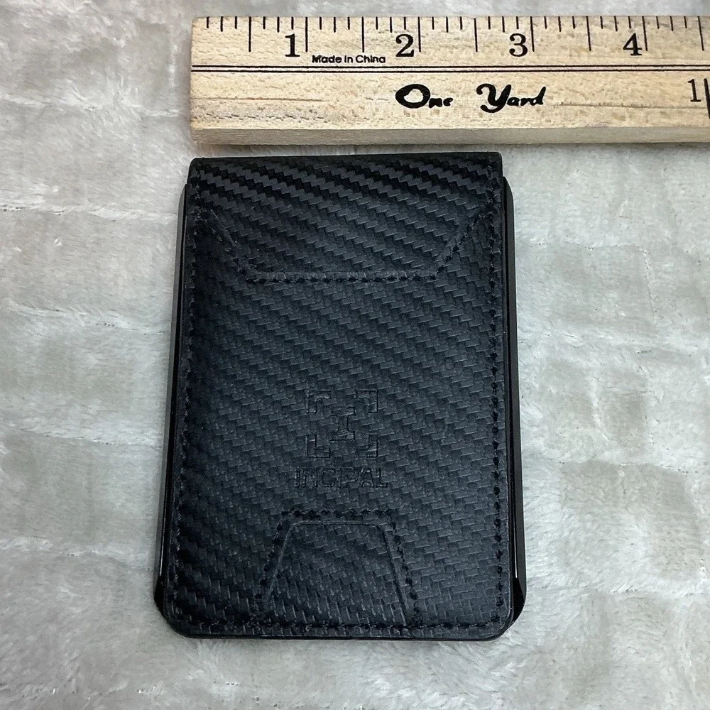 INCIPAL Carbon Fiber Minimalist Wallet Metal Frame Slim Bifold Card Holder Black